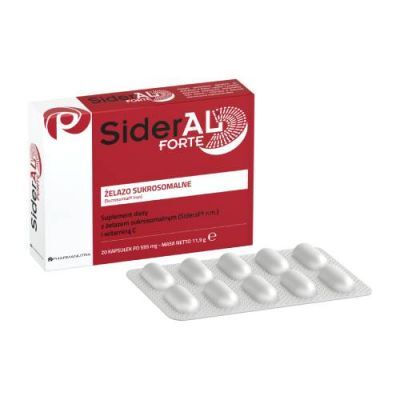SiderAL Forte Żelazo sukrosomalne, 20 kapsułek