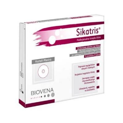 SIKATRIS Plaster okołobrodawkowy silikonowy na blizny 7,6cm, 5 plastrów