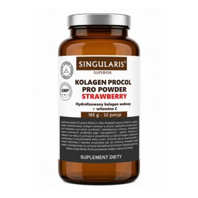 Singularis Kolagen Procol Pro Powder Superior Strawberry, 185 g - suplement diety z kolagenem i witaminą C