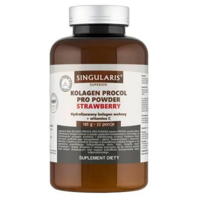 Singularis Kolagen Procol Pro Powder Superior Strawberry, 185 g - suplement diety z kolagenem i witaminą C
