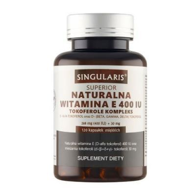 SINGULARIS Naturalna Witamina E Superior 400IU, 120 kapsułek KRÓTKA DATA 30.09.2026