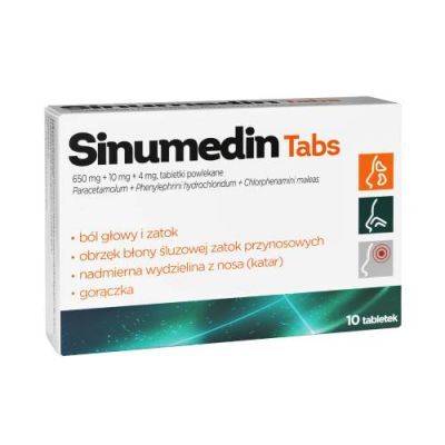 Sinumedin Tabs 650 mg + 10 mg + 4 mg, 10 tabletek powlekanych
