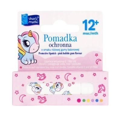 SKARB MATKI Pomadka ochronna dla dzieci 12m+ o smaku różowej gumy balonowej, 6,5g