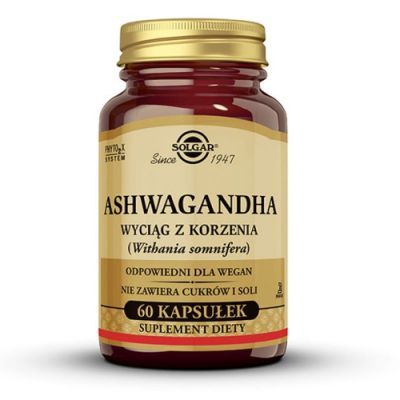SOLGAR Ashwagandha wyciąg z korzenia - 60kaps.