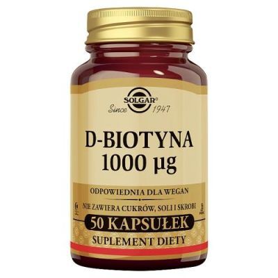 SOLGAR D-biotyna 1000 mcg, 50 kapsułek KRÓTKA DATA 31.03.2026