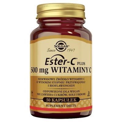 SOLGAR Ester C-Plus Witamina C 500 mg, 50 kaps. KRÓTKA DATA 31.08.2026