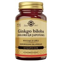 SOLGAR Ginkgo Biloba wyciąg z liści miłorzębu japońskiego - 60 kapsułek roślinnych