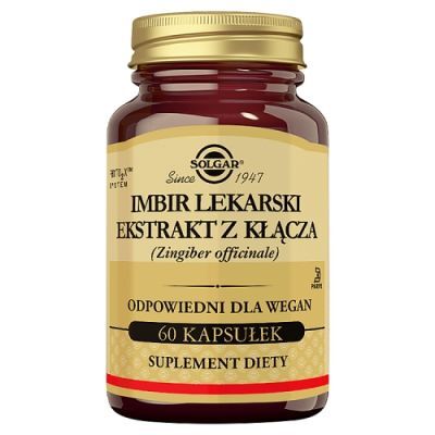 SOLGAR Imbir lekarski ekstrakt z kłącza - 60 kapsułek roślinnych