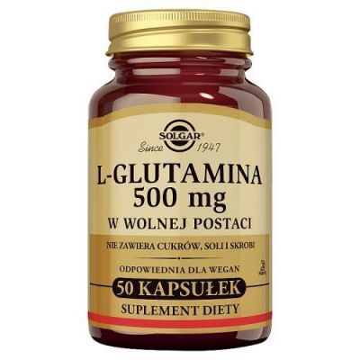 SOLGAR L-glutamina w wolnej postaci 500 mg, 50 kaps. KRÓTKA DATA 31.05.2026