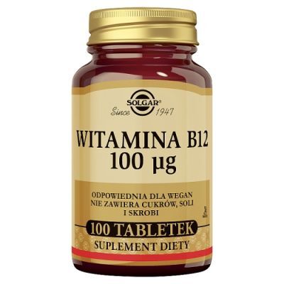 SOLGAR Naturalna witamina B12 0,1mg - 100 tabletek
