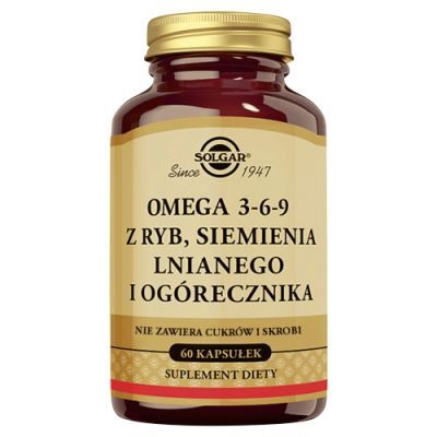 Solgar Omega 3-6-9 z ryb, siemienia lnianego i ogórecznika, 60 kaps.