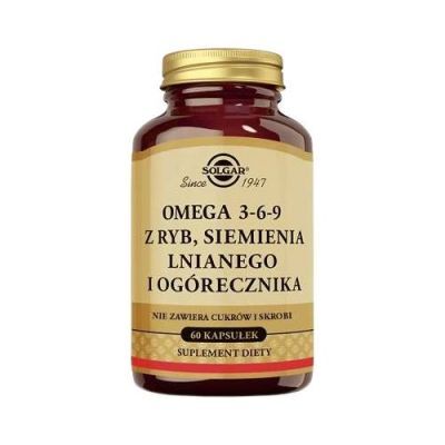 Solgar Omega 3-6-9 z ryb, siemienia lnianego i ogórecznika, 60 kaps.