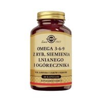 Solgar Omega 3-6-9 z ryb, siemienia lnianego i ogórecznika, 60 kaps.