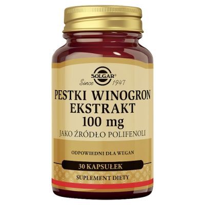 SOLGAR Pestki z Winogron ekstrakt 100 mg - 30 kapsułek
