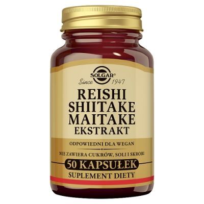 SOLGAR Reishi Shiitake Maitake, 50 kapsułek