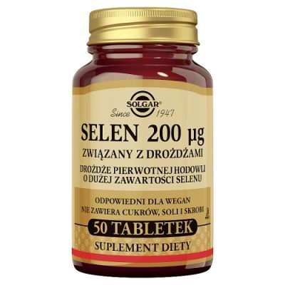SOLGAR Selen 0,2 mg z drożdżami - 50 tabletek