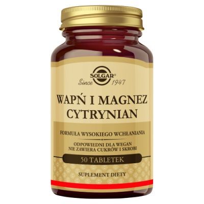 SOLGAR Wapń i Magnez cytrynian - 50 tabletek