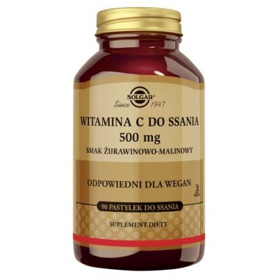 SOLGAR Witamina C 500 mg smak żurawinowo-malinowy - 90 pastylek