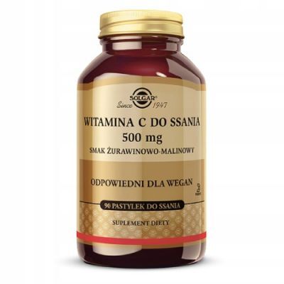 SOLGAR Witamina C 500 mg smak żurawinowo-malinowy - 90 pastylek