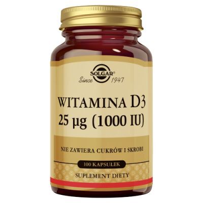 Solgar Witamina D3 1000 IU, 100 kaps.