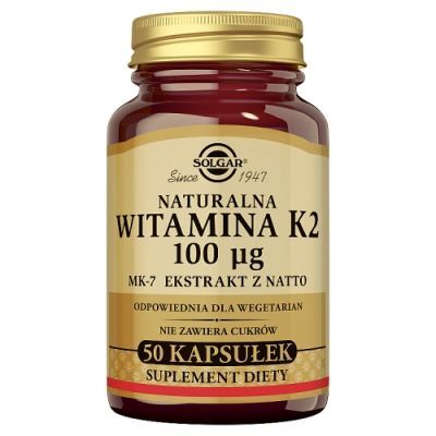 SOLGAR Witamina K2 naturalna 0,1 mg - 50 kapsułek