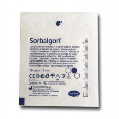 SORBALGON Opatrunek jałowy alginianowy 10cm x 10cm, 1 sztuka
