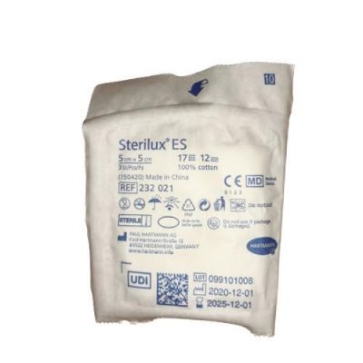 STERILUX ES Kompresy gazowe jałowe 12 warstwowe 17nitkowe 5x5cm, 3szt.