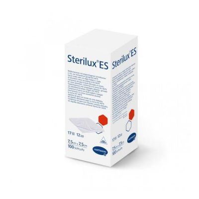 STERILUX ES Kompresy gazowe niejałowe 17-nitkowe 12-warstwowe 7,5cm x 7,5cm, 100sztuk