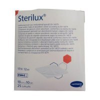 STERILUX Kompresy gazowe JAŁOWE 12-warstw 17-nitkowe 10cm x 10cm  25 sztuk HARTMANN