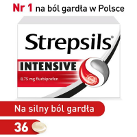 STREPSILS INTENSIVE 36 tabletek do ssania na silny ból gardła