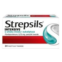 Strepsils Intensive o smaku miodu i eukaliptusa, 24 pastylki twarde - lek na ból gardła