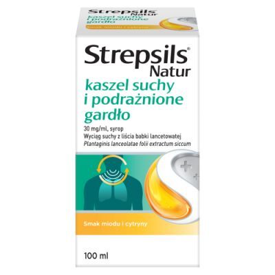 Strepsils Natur Kaszel suchy i podrażnione gardło Syrop, 100 ml - lek na kaszel suchy