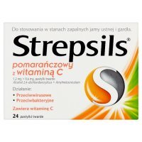STREPSILS POMARAŃCZOWY Z WITAMINĄ C 24 tabletki do ssania
