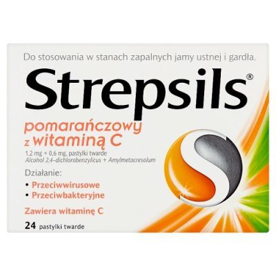 STREPSILS POMARAŃCZOWY Z WITAMINĄ C 24 tabletki do ssania