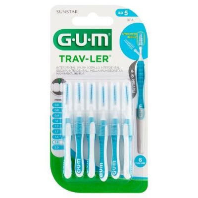 SUNSTAR GUM Trav-Ler Szczoteczka do przestrzeni międzyzębowych 1,6 mm 6 sztuk (niebieskie 1614)