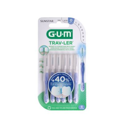 Sunstar GUM Trav-Ler Szczoteczki międzyzębowe 0,6mm (wrzosowe 1312), 6 szt.