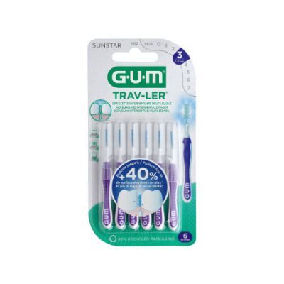 Sunstar GUM Trav-Ler Szczoteczki międzyzębowe 1,2mm (fioletowe 1512), 6 szt.