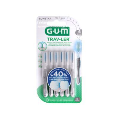 Sunstar GUM Trav-Ler Szczoteczki międzyzębowe 2,0mm (szare 1618), 6 szt.