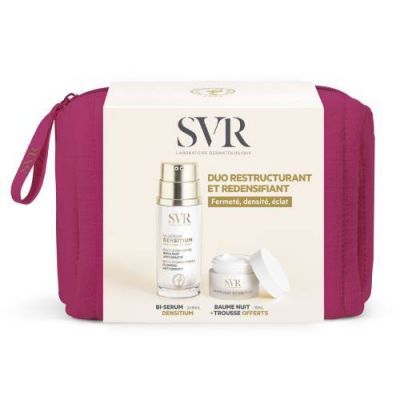 SVR Densitium Zestaw z kosmetyczką: Bi-serum liftingujące, 2 x 15 ml + Balsam przeciwstarzeniowy na noc, 15 ml