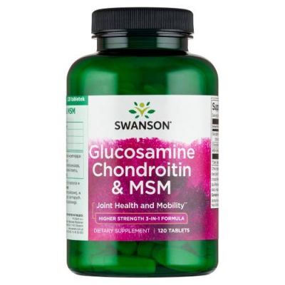 SWANSON Glukozamina 500 mg, Chondroityna 400 mg, MSM 200 mg 120 tabletek
