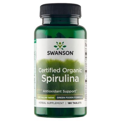 SWANSON Spirulina certfied, 180 tabletek