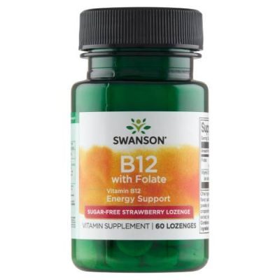 SWANSON WITAMINA B-12 z kwasem foliowym 60 tabletek podjęzykowych
