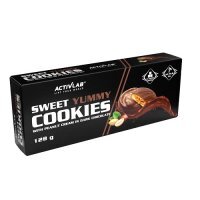 SWEET YUMMY COOKIES Ciasteczka z kremem orzechowym w czekoladzie deserowej 128 g