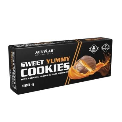 SWEET YUMMY COOKIES Ciateczka z nadzieniem karmelowym w czekoladzie deserowej 128 g