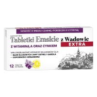 Tabletki Emskie z Wadowic o smaku czarnej porzeczki z cytryną, 12 tabletek