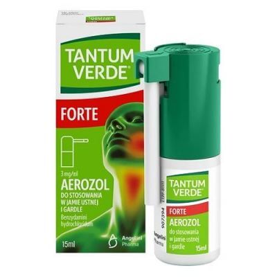 TANTUM VERDE FORTE aerozol do stosowania w jamie ustnej i gardle 3 mg 15 ml