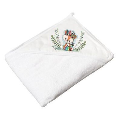 TEGA BABY Okrycie kąpielowe 100x100cm DZIKI ZACHÓD LISEK białe, 1 szt.