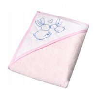 TEGA BABY Okrycie kąpielowe KRÓLICZKI 80x80cm jasnoróżowe, 1szt.