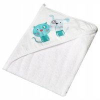 TEGA BABY Okrycie kąpielowe PIES I KOT białe, 80x80cm