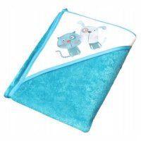 TEGA BABY Okrycie kąpielowe PIES I KOT niebieskie, 100x100cm